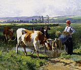 Milkmaid with Cows by Julien Dupre
